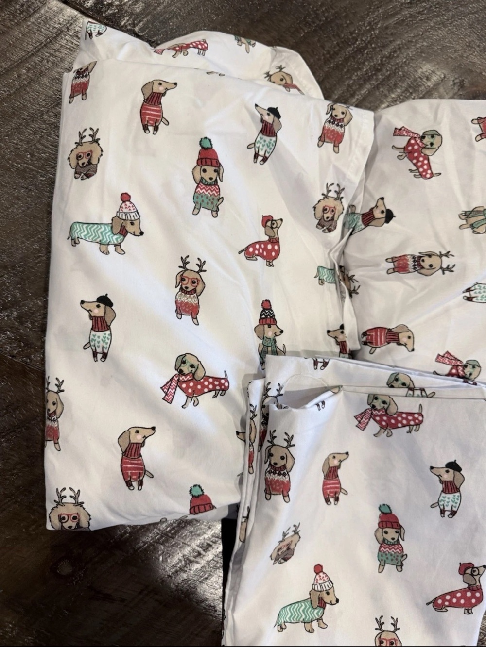 Holiday Dog Print White Cotton Sheet Set - Picture 2 of 4